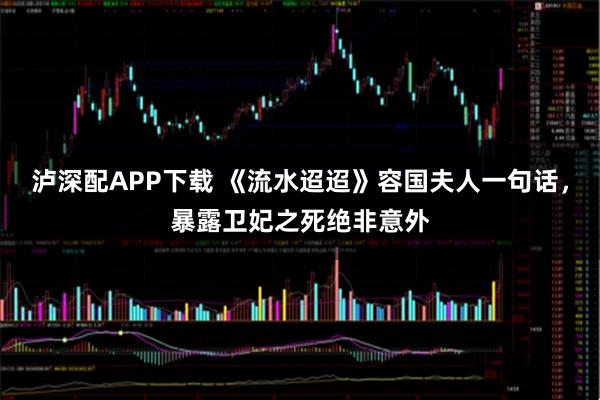 泸深配APP下载 《流水迢迢》容国夫人一句话，暴露卫妃之死绝非意外